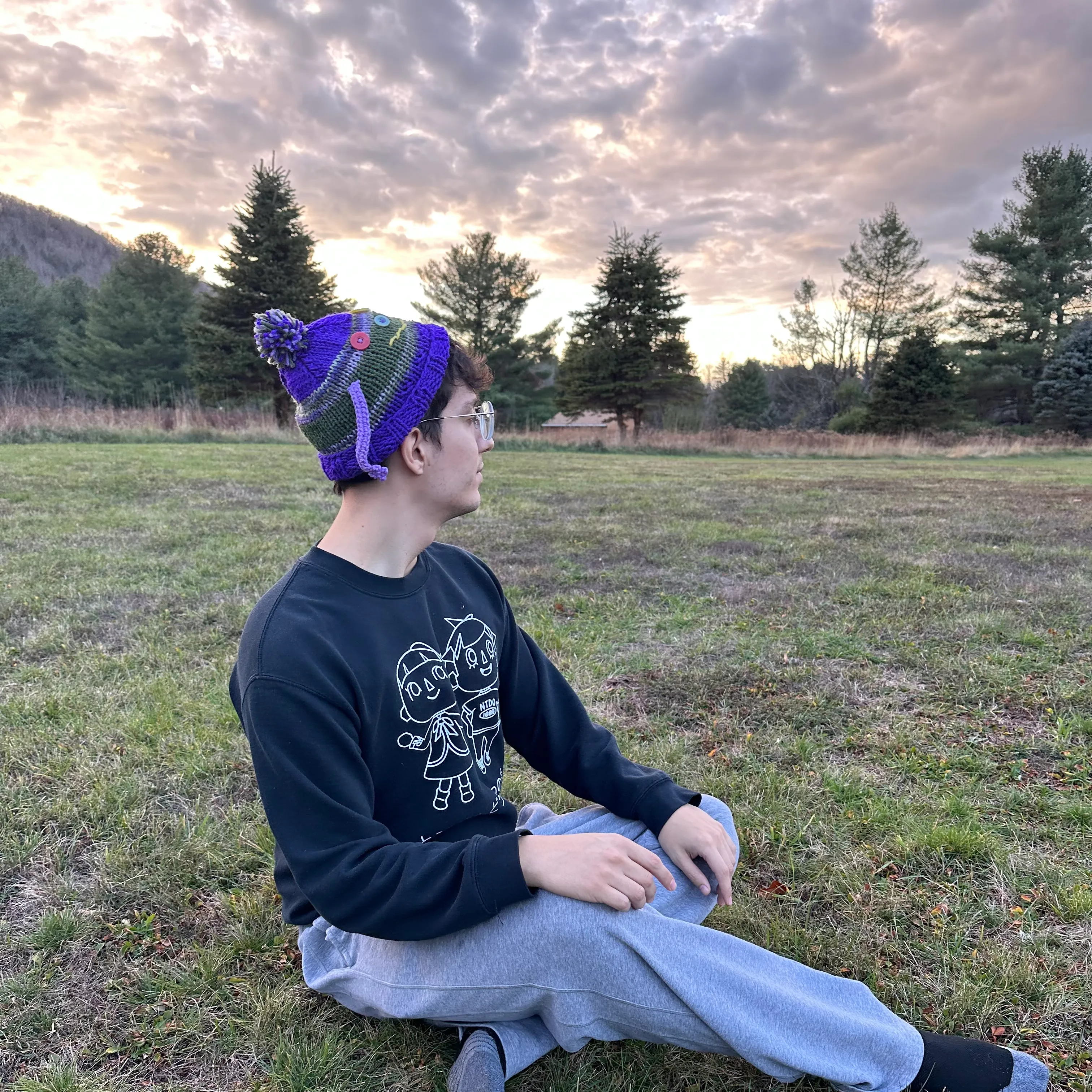 Laying in the nature field